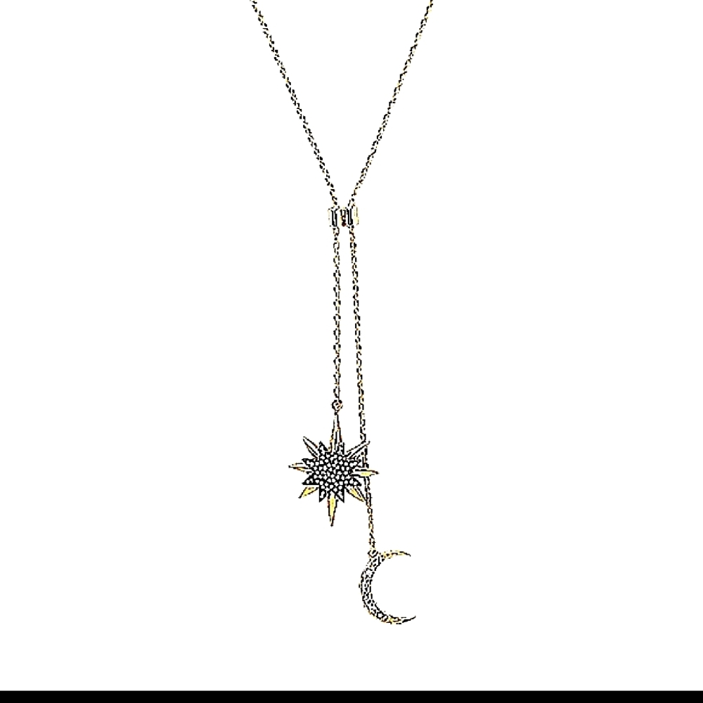 ♥️ NWT  Lariat Moon and Star Crystals Necklace. Adjustable!